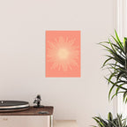 Mid Century Modern Minimalist Sunburst in Salmon Blush Pink and Cream Poster Gallery Image 2