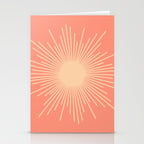 Mid Century Modern Minimalist Sunburst in Salmon Blush Pink and Cream Stationery Card Gallery Image 2