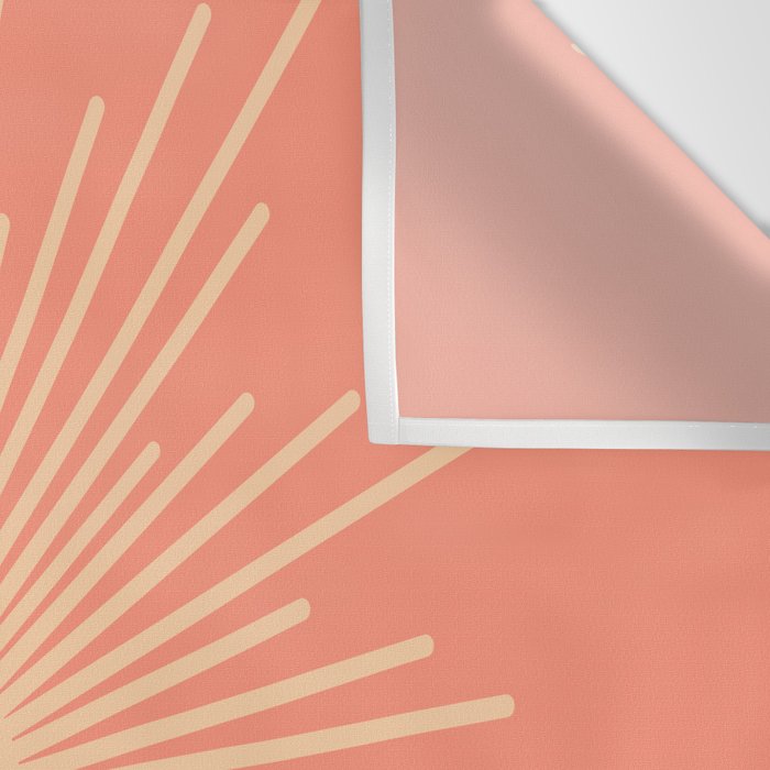 Mid Century Modern Minimalist Sunburst in Salmon Blush Pink and Cream Wall Tapestry Gallery Image 3