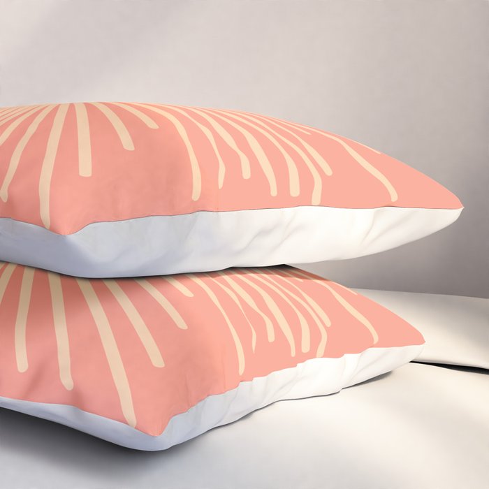 Mid Century Modern Minimalist Sunburst in Salmon Blush Pink and Cream Pillow Sham Gallery Image 3