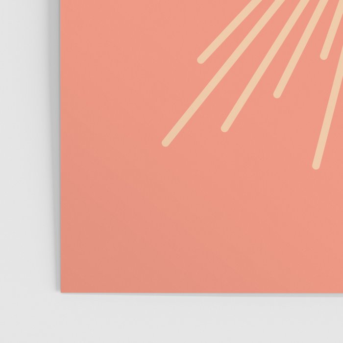 Mid Century Modern Minimalist Sunburst in Salmon Blush Pink and Cream Poster Gallery Image 3