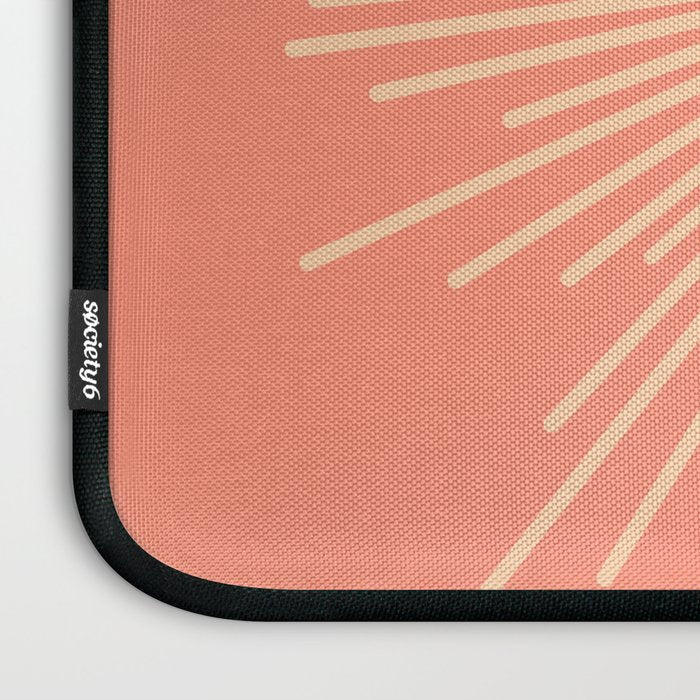 Mid Century Modern Minimalist Sunburst in Salmon Blush Pink and Cream Laptop Sleeve Gallery Image 3