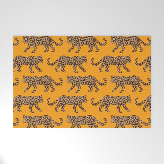 Kitty Parade - Classic Camel on Tangerine Welcome Mat Gallery Image 1