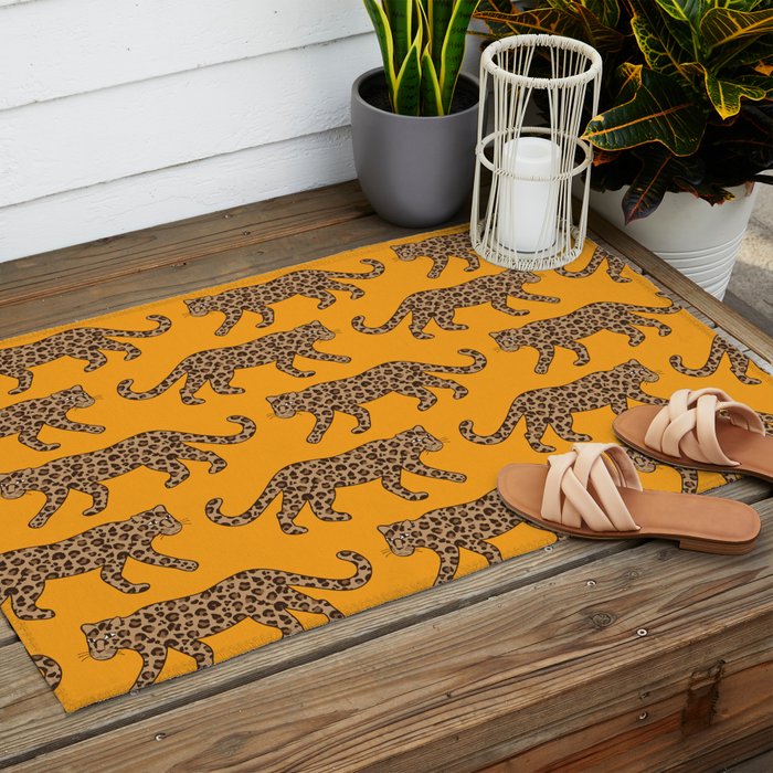 Kitty Parade - Classic Camel on Tangerine Outdoor Rug Gallery Image 2
