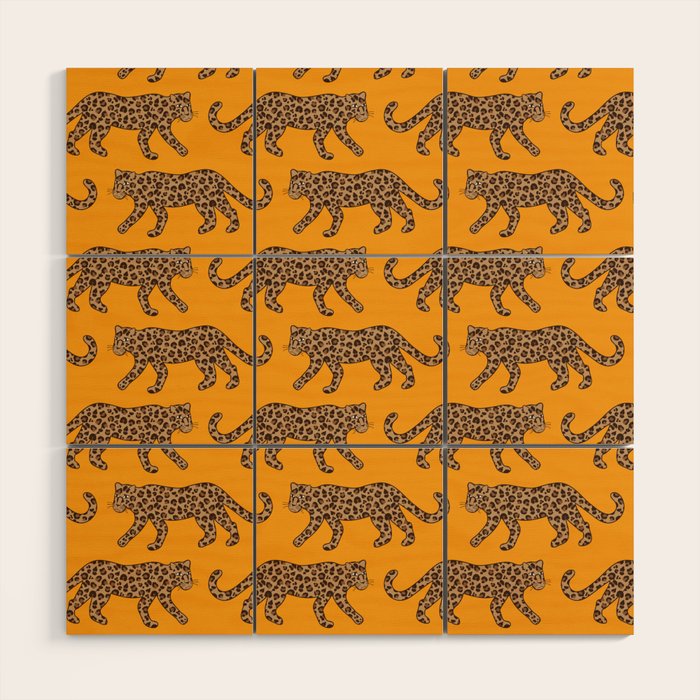 Kitty Parade - Classic Camel on Tangerine Wood Wall Art Gallery Image 1