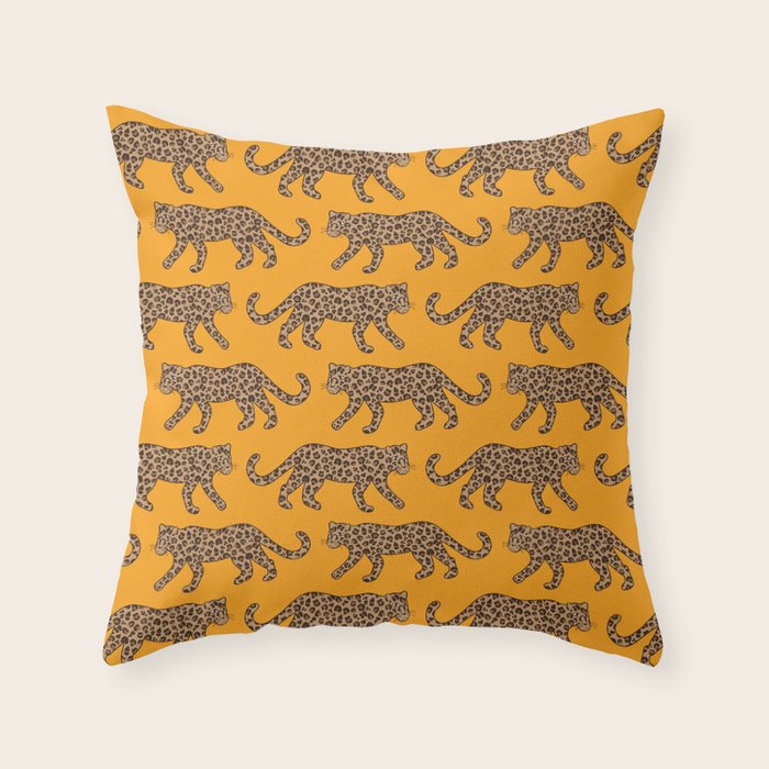 Kitty Parade - Classic Camel on Tangerine Throw Pillow Gallery Image 6