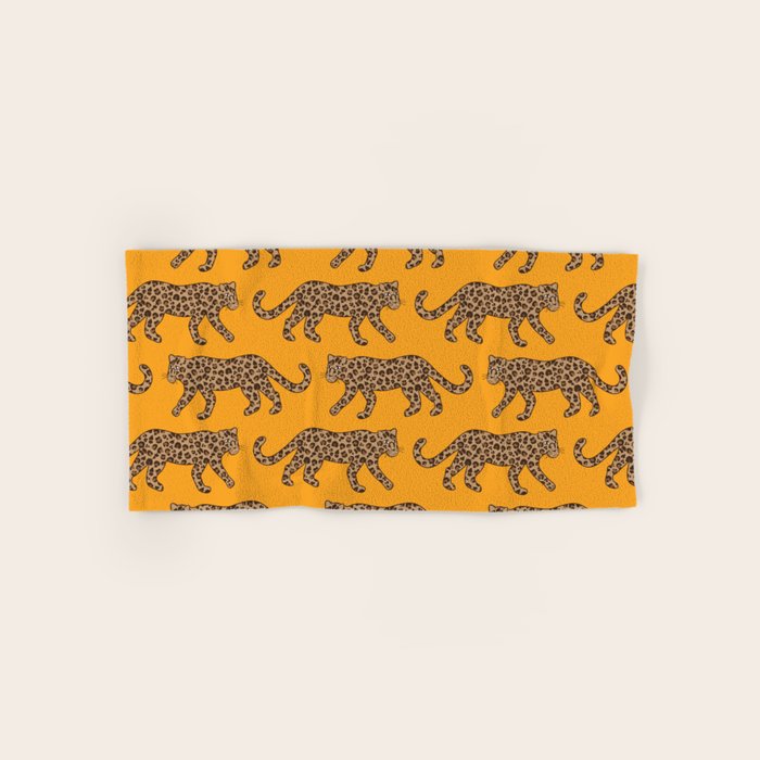 Kitty Parade - Classic Camel on Tangerine Bath Towel Gallery Image 1