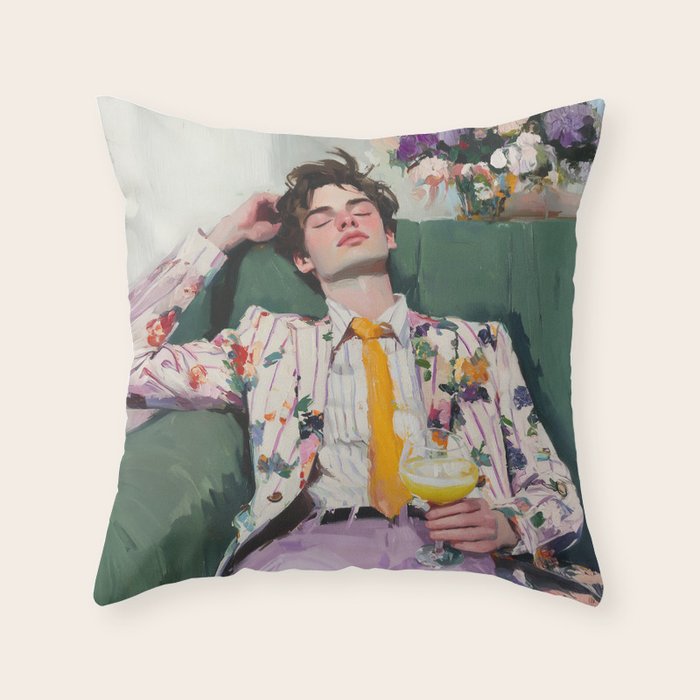 Dreaming in Floral Silence Throw Pillow Gallery Image 1