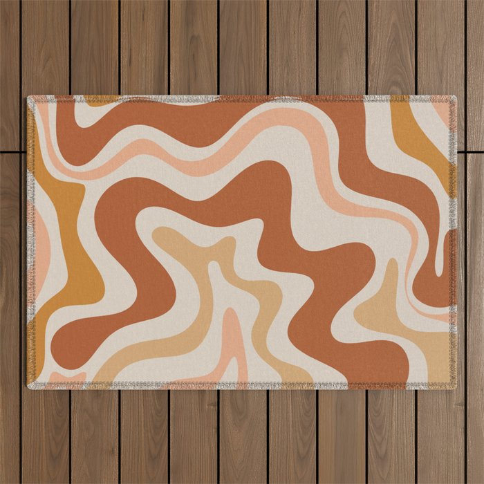 Liquid Swirl Abstract in Earth Tones Outdoor Rug Gallery Image 1