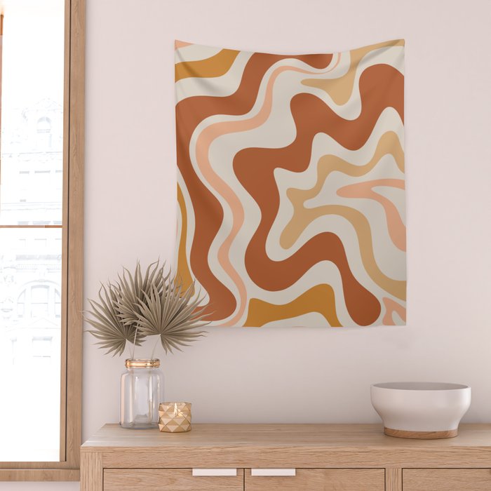 Liquid Swirl Abstract in Earth Tones Wall Tapestry Gallery Image 2