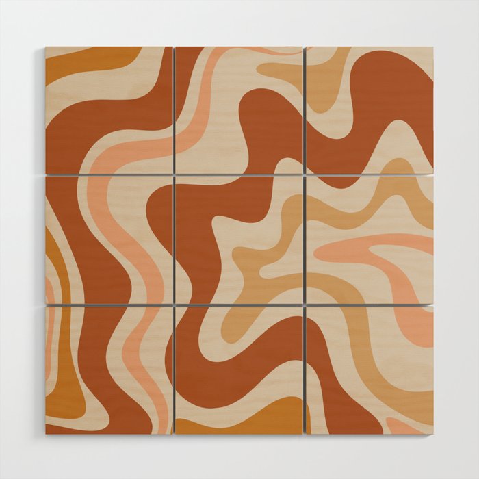 Liquid Swirl Abstract in Earth Tones Wood Wall Art Gallery Image 1