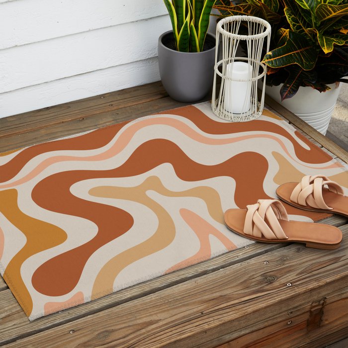 Liquid Swirl Abstract in Earth Tones Outdoor Rug Gallery Image 2