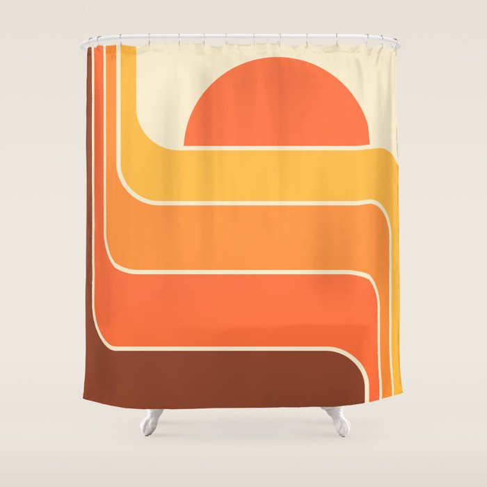 Retro Geometric Sun Set Design 421 Shower Curtain Gallery Image 1