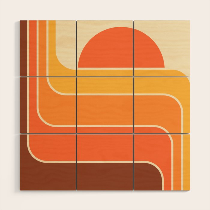 Retro Geometric Sun Set Design 421 Wood Wall Art Gallery Image 1
