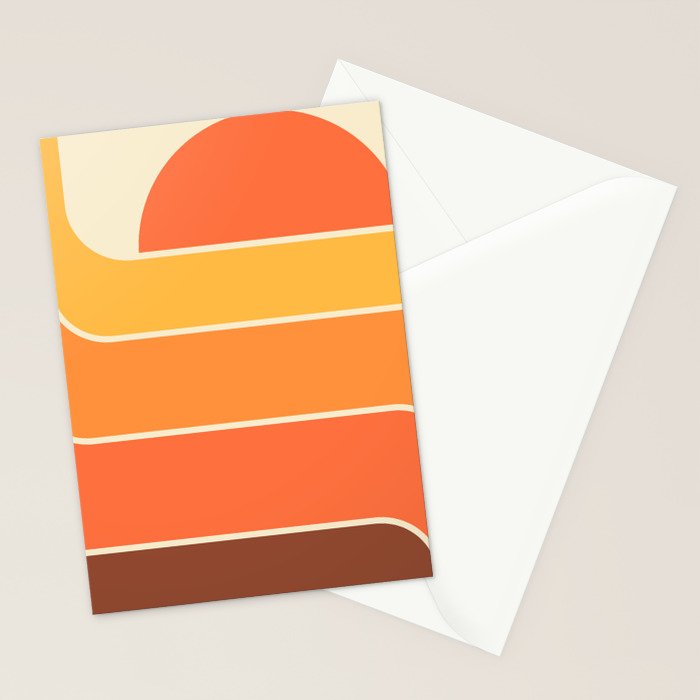 Retro Geometric Sun Set Design 421 Stationery Card Gallery Image 2
