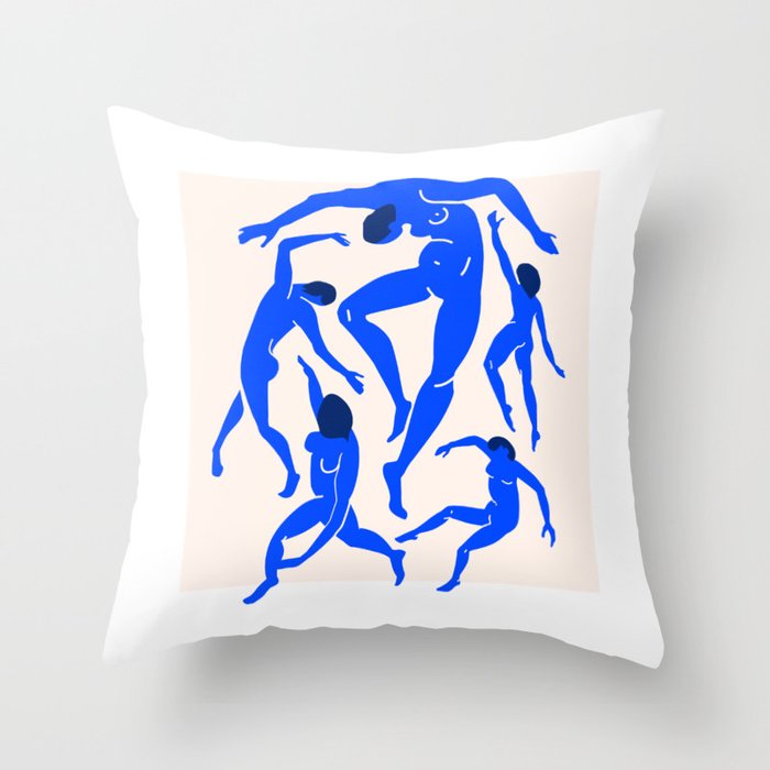 The Dance 3 | Henri Matisse - La Danse | Ultramarine Blue Edition Throw Pillow Gallery Image 1