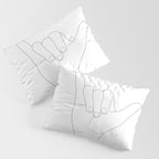 Minimal Line Art Shaka Hand Gesture Pillow Sham Gallery Image 3