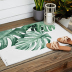 Watercolor monstera leaves Outdoor Rug Gallery Image 2