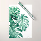 Watercolor monstera leaves Wrapping Paper Gallery Image 1