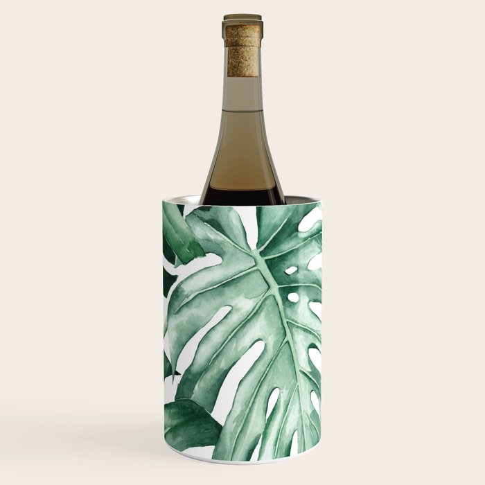 Watercolor monstera leaves Wine Chiller Gallery Image 1