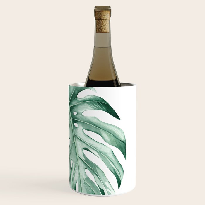 Watercolor monstera leaves Wine Chiller Gallery Image 3