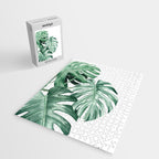 Watercolor monstera leaves Jigsaw Puzzle Gallery Image 2