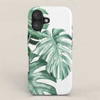 Watercolor monstera leaves iPhone Case Gallery Image 1
