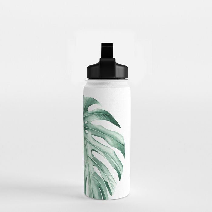 Watercolor monstera leaves Water Bottle Gallery Image 2