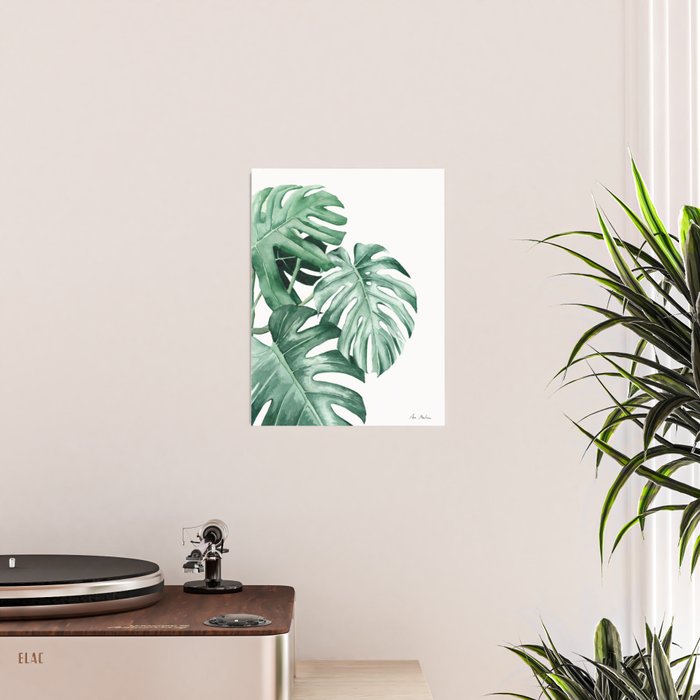 Watercolor monstera leaves Poster Gallery Image 2