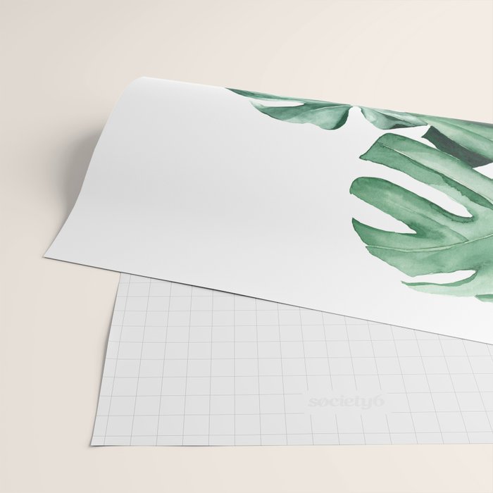 Watercolor monstera leaves Wrapping Paper Gallery Image 2