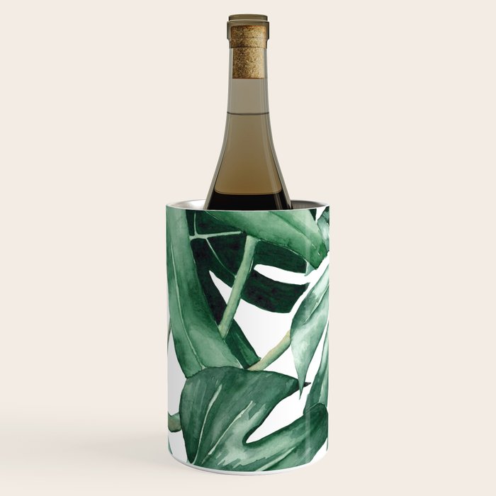 Watercolor monstera leaves Wine Chiller Gallery Image 2