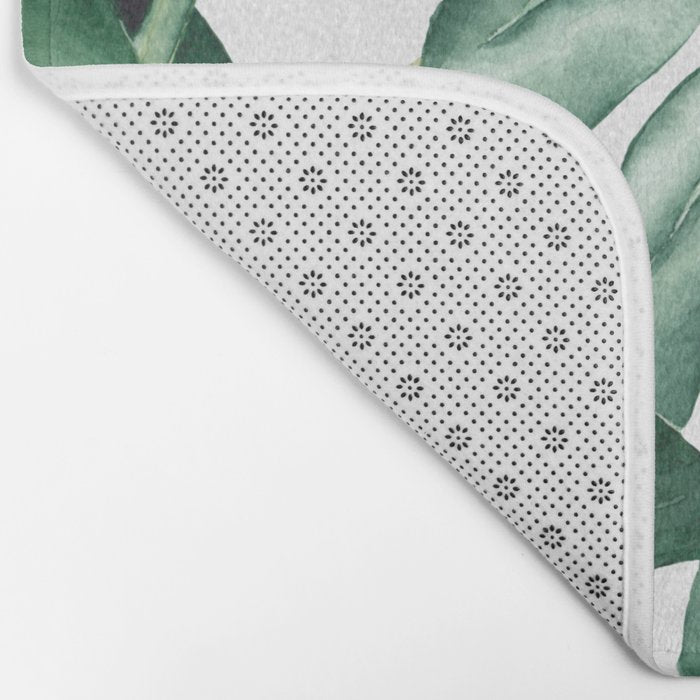 Watercolor monstera leaves Bath Mat Gallery Image 2