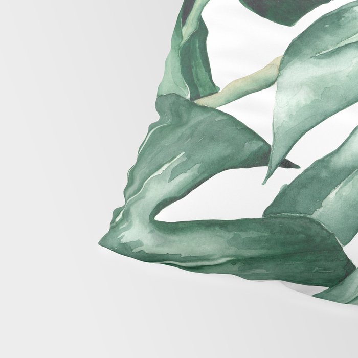 Watercolor monstera leaves Pillow Sham Gallery Image 4
