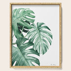 Watercolor monstera leaves Serving Tray Gallery Image 1