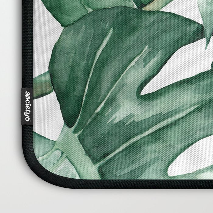Watercolor monstera leaves Laptop Sleeve Gallery Image 3