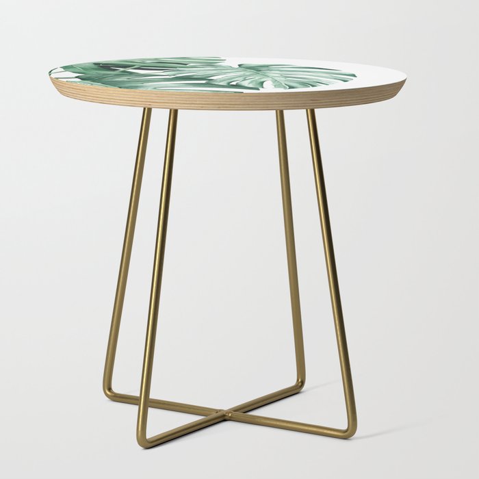 Watercolor monstera leaves Side Table Gallery Image 1