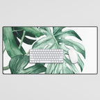 Watercolor monstera leaves Desk Mat Gallery Image 1