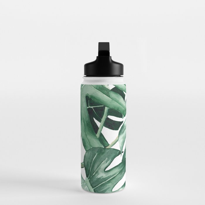 Watercolor monstera leaves Water Bottle Gallery Image 3