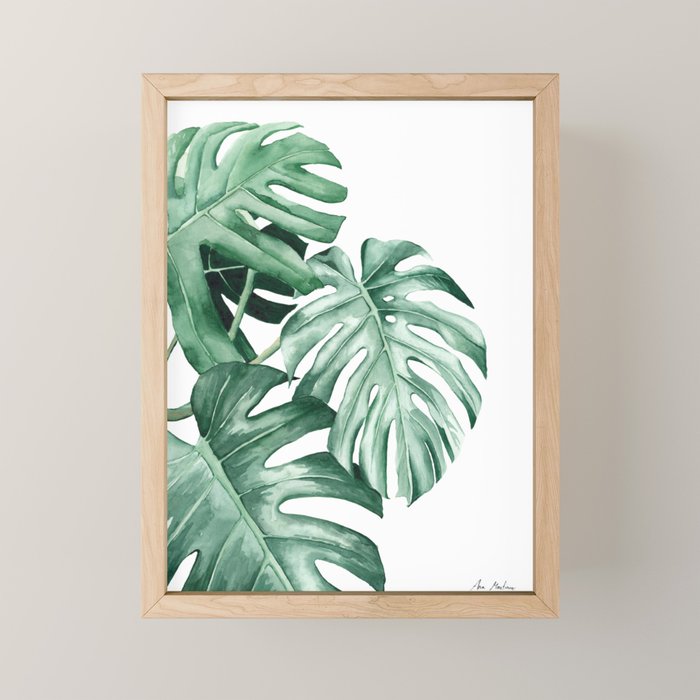 Watercolor monstera leaves Mini Art Print Gallery Image 1