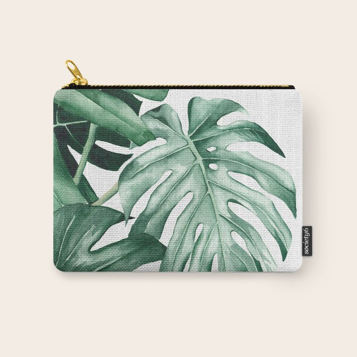 Watercolor monstera leaves Carry All Pouch Gallery Image 1
