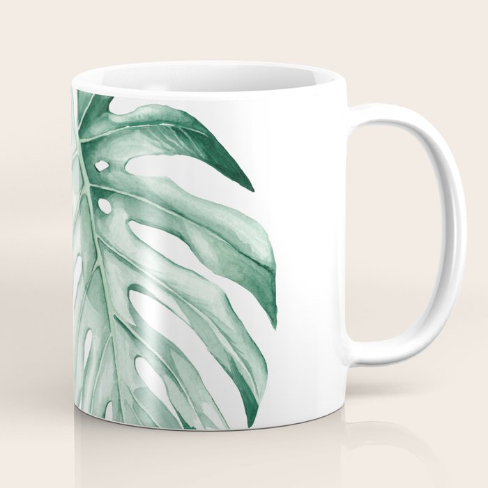 Watercolor monstera leaves Coffee Mug Gallery Image 1