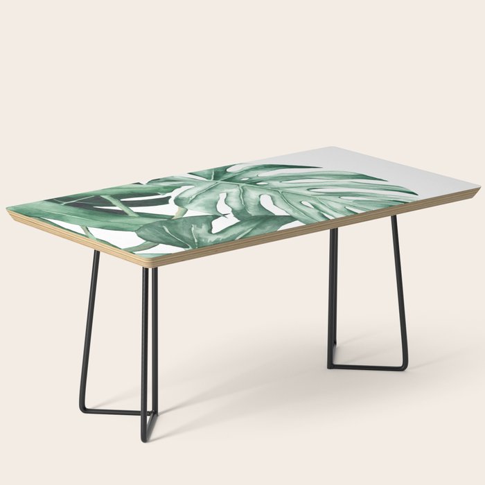 Watercolor monstera leaves Coffee Table Gallery Image 1