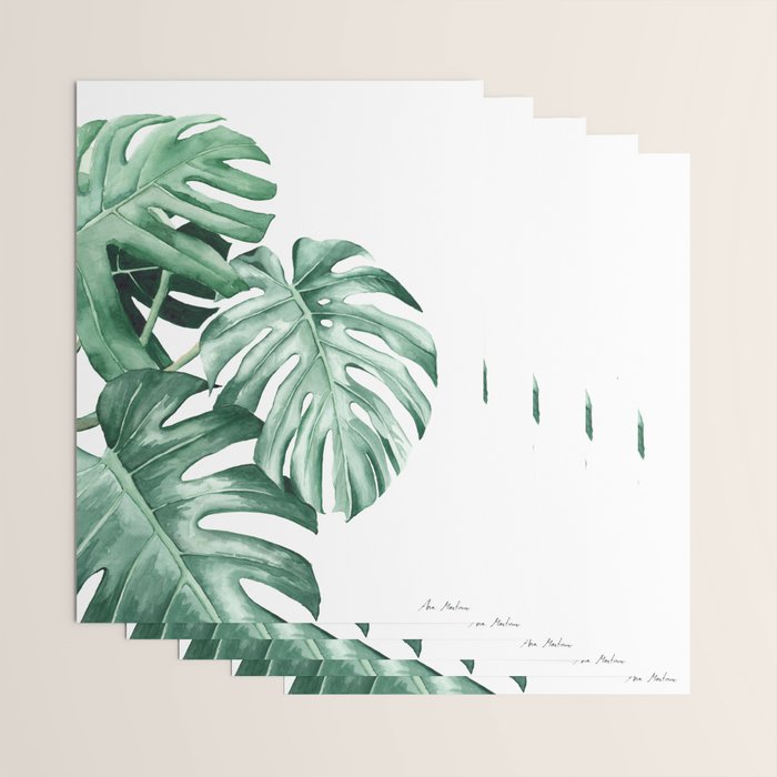 Watercolor monstera leaves Wrapping Paper Gallery Image 3