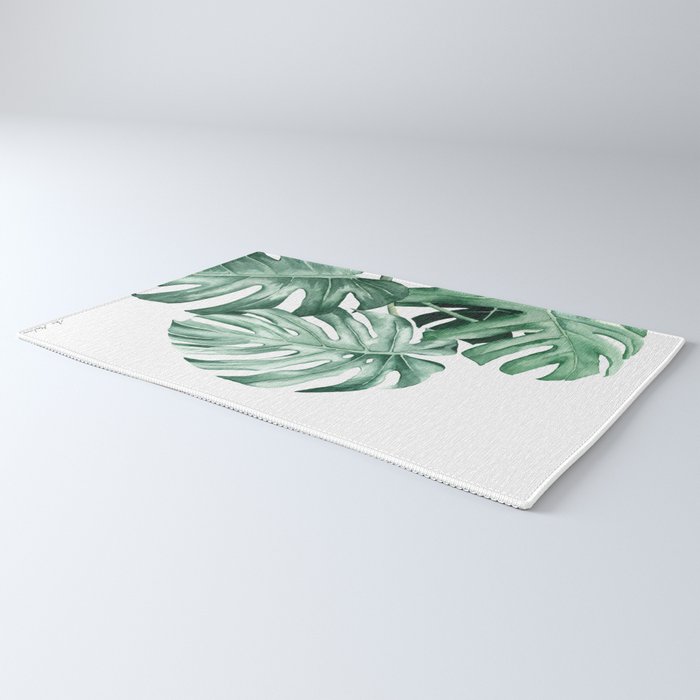 Watercolor monstera leaves Rug Gallery Image 3