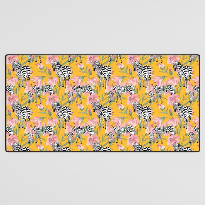 Striped For Life | Zebra Mango Forest | Modern Bohemian Wildlife Jungle | Botanical Nature Desk Mat Gallery Image 3