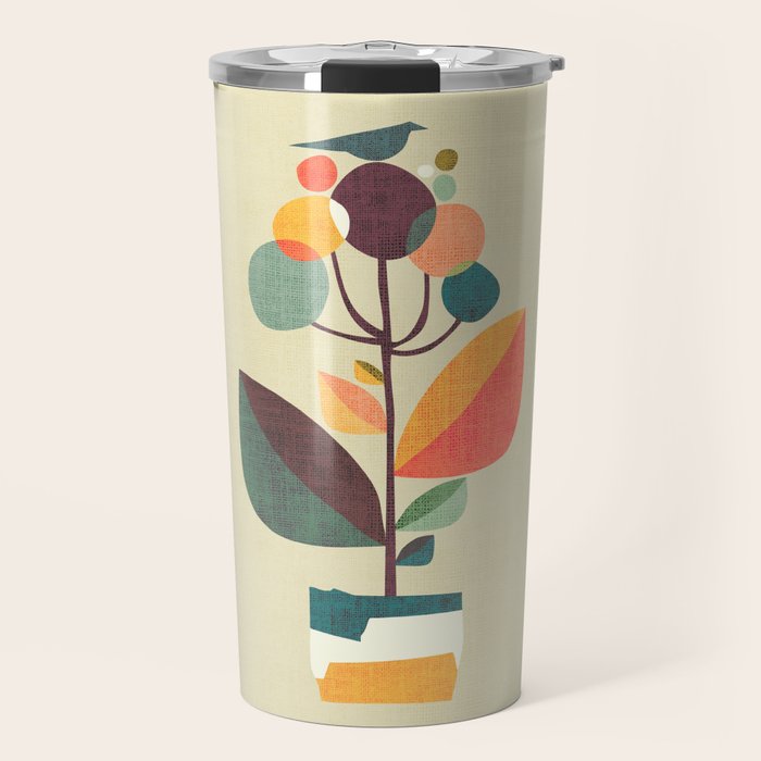 Potted plant with a bird Travel Mug Gallery Image 1