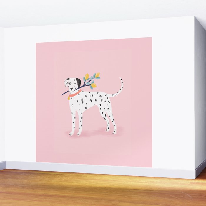 Dalmatian with Lemon Tree in Pink Wall Mural Gallery Image 2