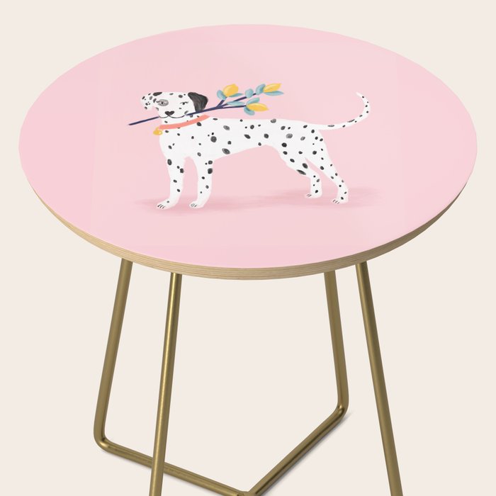 Dalmatian with Lemon Tree in Pink Side Table Gallery Image 2