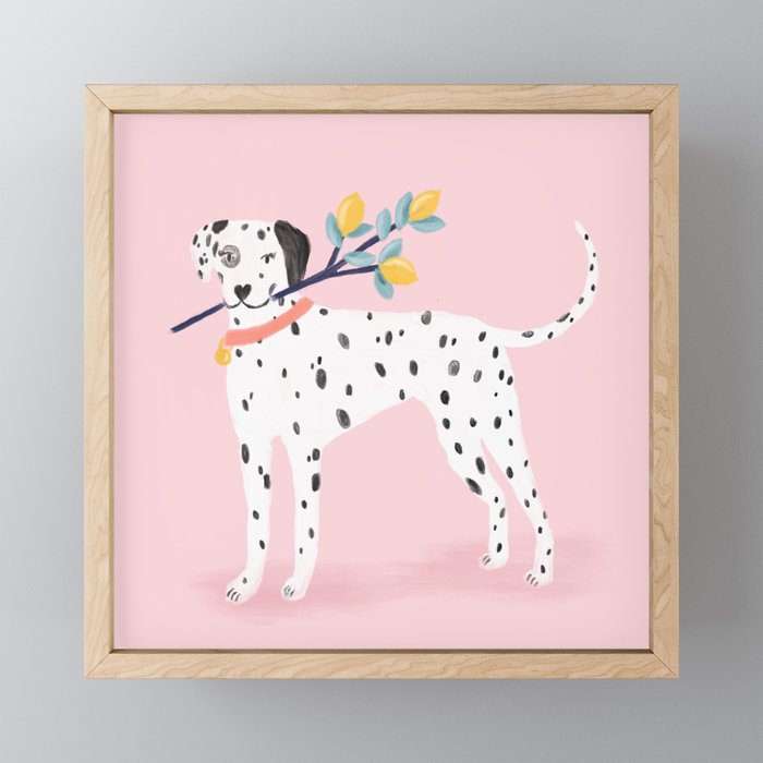 Dalmatian with Lemon Tree in Pink Mini Art Print Gallery Image 1