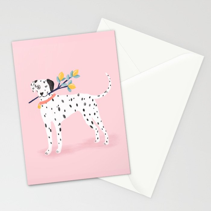 Dalmatian with Lemon Tree in Pink Stationery Card Gallery Image 2